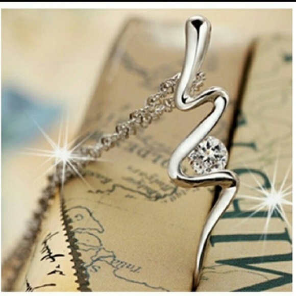 Silver Pltd CZ Lightning Bolt Necklace - Picture 3 of 6